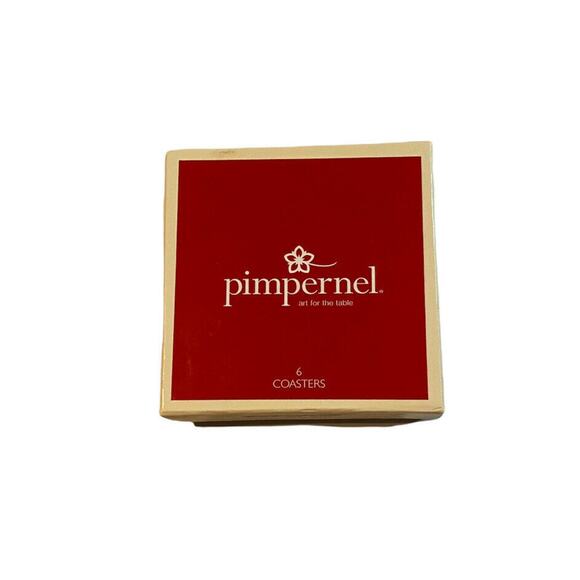Pimpernel Christmas Tree Coasters Collection Cork-Backed  4" Square Set of 6 - Picture 3 of 4